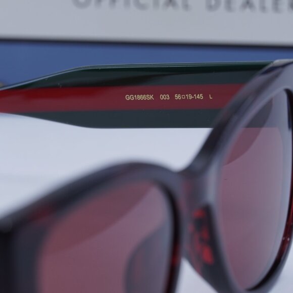 Gucci GG1866SK 003 Square Sunglasses – Shiny Burgundy Havana/Burgundy main image 3